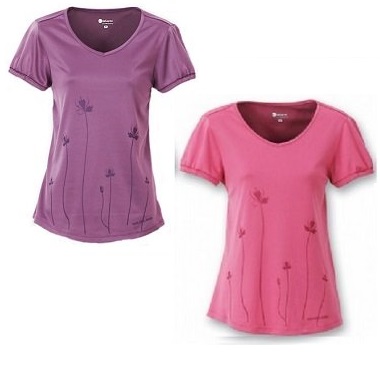 WILDLAND 荒野 女 椰炭V領印花排汗衣 91603