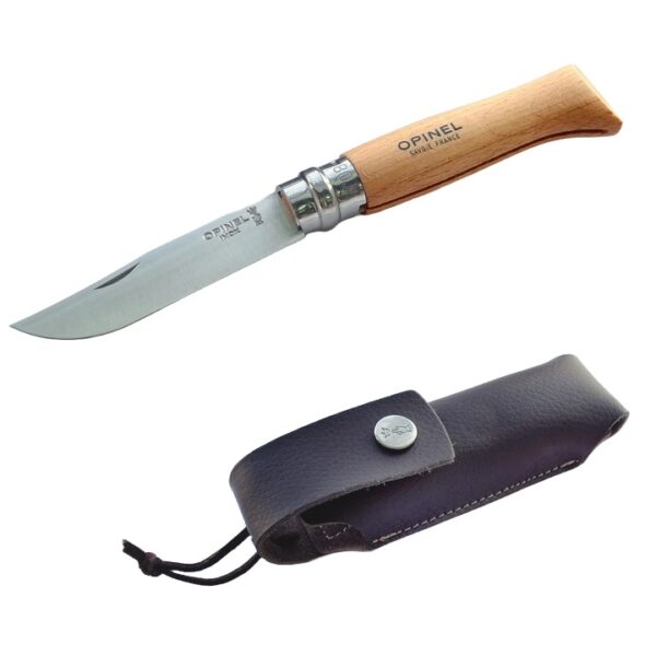 001089 Opinel 不鏽鋼折刀8 櫸木柄 附皮套 001089_01