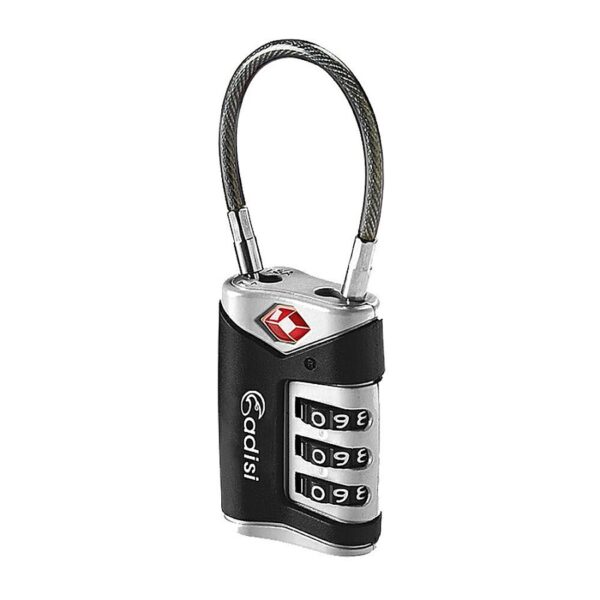 Adisi TSA 海關鋼纜密碼鎖 黑 8x3x1.7cm AS24027_01