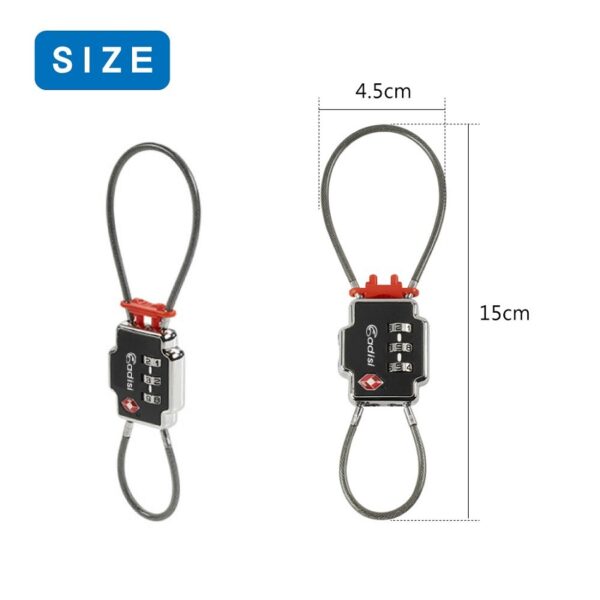 Adisi TSA 海關雙鋼纜密碼鎖 黑 15x4.5cm / 行李箱 防盜 / AS24030